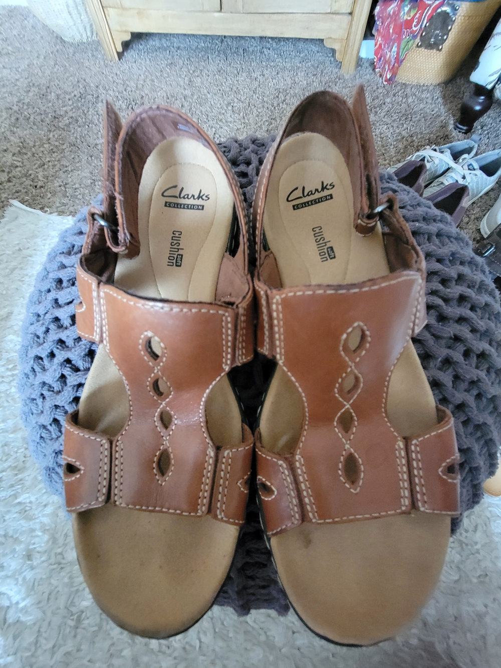 Clarks Women's Brown Leather Comfort Sandals Sz 7